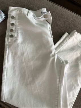 d. jeans White High-Rise Side-Button Jeans